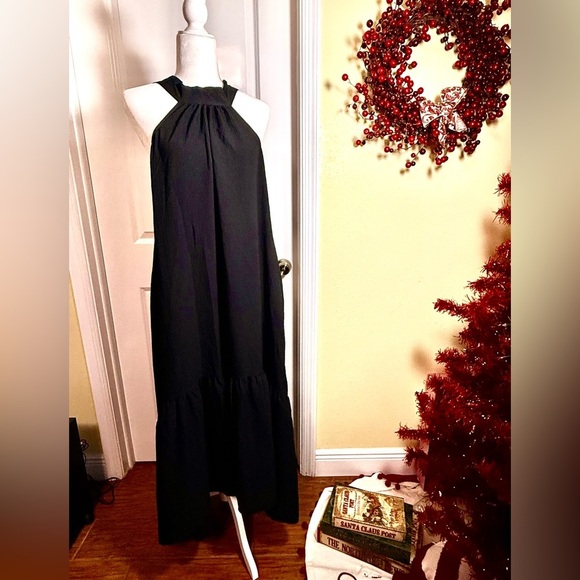 Women’s halter neckline hi-lo midi dress, BLACK, size large brand new! - Picture 1 of 7